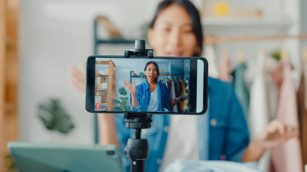 A woman filming herself during covid 19